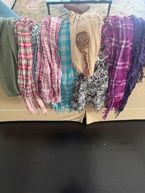 Assorted Women's Fashion Scarves - Pink, Teal, Beige, Purple, Black & Green
